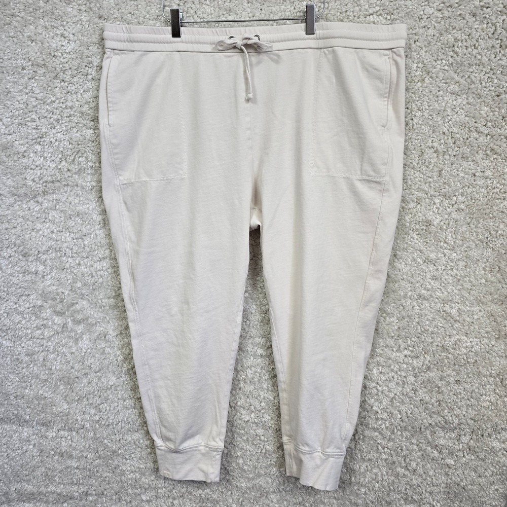 Barefoot Dreams Malibu Jogger Pants Women 2X Cream Cotton Drawstring Cozy